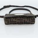FENDI Zucca Canvas Shoulder Bag Black Brown Silver Auth ka4951A-9