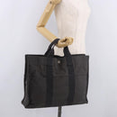 HERMES Her Line Her bag MM Hand Bag Canvas Gray Silver Auth ka4952A-21