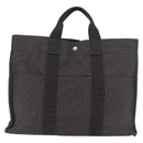HERMES Her Line Her bag MM Hand Bag Canvas Gray Silver Auth ka4952A-3