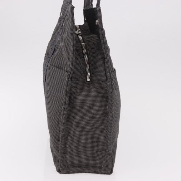 HERMES Her Line Her bag MM Hand Bag Canvas Gray Silver Auth ka4952A