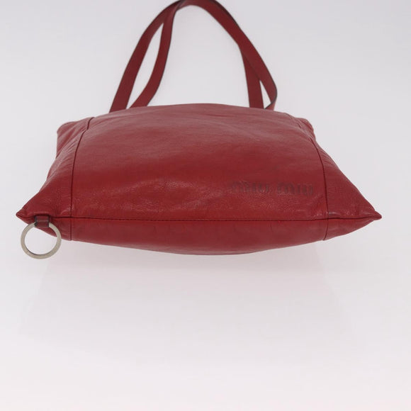 Miu Miu Tote Bag Leather Red Auth ka4953A