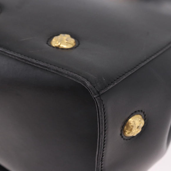 Salvatore Ferragamo Shoulder Bag Leather Black Gold Auth ka4956