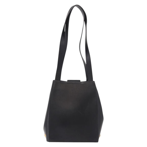 Salvatore Ferragamo Shoulder Bag Leather Black Gold Auth ka4956