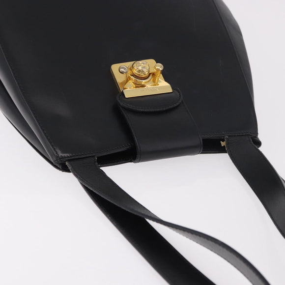 Salvatore Ferragamo Shoulder Bag Leather Black Gold Auth ka4956