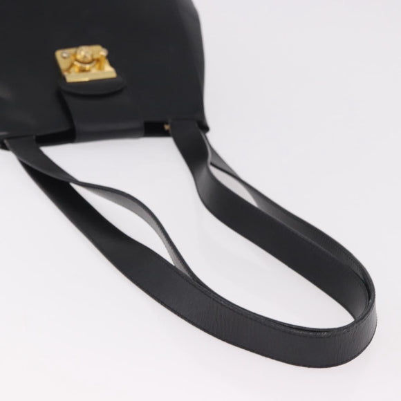 Salvatore Ferragamo Shoulder Bag Leather Black Gold Auth ka4956