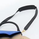 CELINE Trapeze Hand Bag Leather 2way Blue Gold Auth ka4960V-15