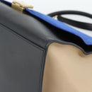 CELINE Trapeze Hand Bag Leather 2way Blue Gold Auth ka4960V-16