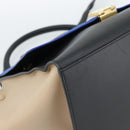CELINE Trapeze Hand Bag Leather 2way Blue Gold Auth ka4960V-17