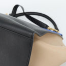 CELINE Trapeze Hand Bag Leather 2way Blue Gold Auth ka4960V-18