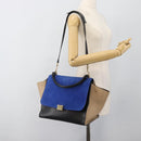 CELINE Trapeze Hand Bag Leather 2way Blue Gold Auth ka4960V-27