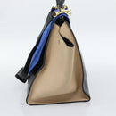 CELINE Trapeze Hand Bag Leather 2way Blue Gold Auth ka4960V-4