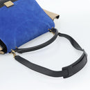 CELINE Trapeze Hand Bag Leather 2way Blue Gold Auth ka4960V-8