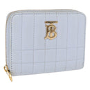 BURBERRY Coin Purse Leather Light Blue Gold Auth ka4962V-1
