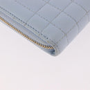 BURBERRY Coin Purse Leather Light Blue Gold Auth ka4962V-15