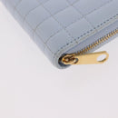 BURBERRY Coin Purse Leather Light Blue Gold Auth ka4962V-16