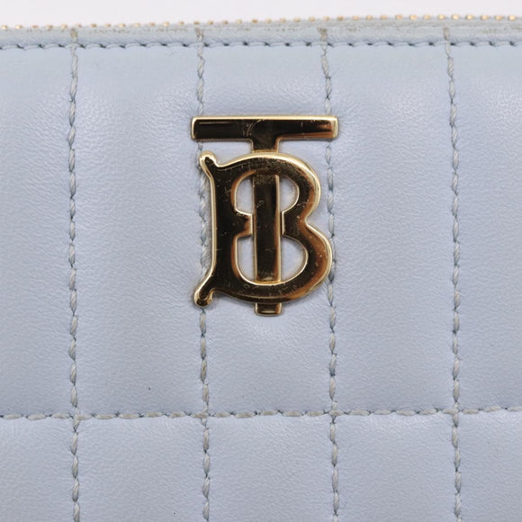 BURBERRY Coin Purse Leather Light Blue Gold Auth ka4962V