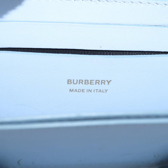 BURBERRY Coin Purse Leather Light Blue Gold Auth ka4962V