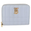 BURBERRY Coin Purse Leather Light Blue Gold Auth ka4962V-13