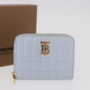 BURBERRY Coin Purse Leather Light Blue Gold Auth ka4962V-12