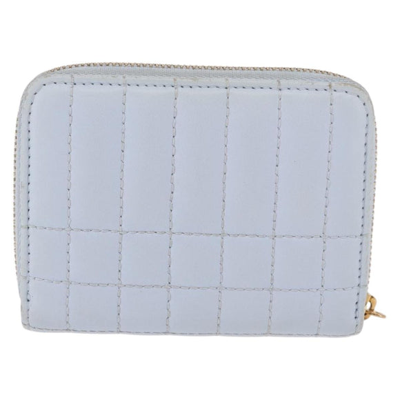 BURBERRY Coin Purse Leather Light Blue Gold Auth ka4962V