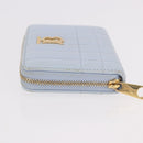 BURBERRY Coin Purse Leather Light Blue Gold Auth ka4962V-4