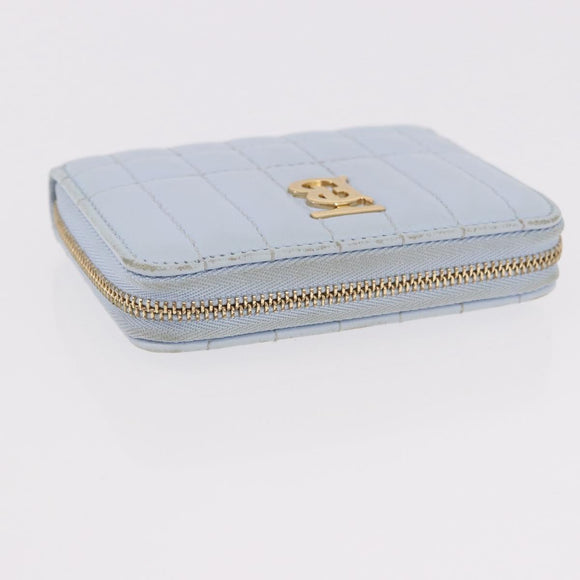 BURBERRY Coin Purse Leather Light Blue Gold Auth ka4962V