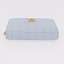 BURBERRY Coin Purse Leather Light Blue Gold Auth ka4962V-6