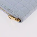 BURBERRY Coin Purse Leather Light Blue Gold Auth ka4962V-7