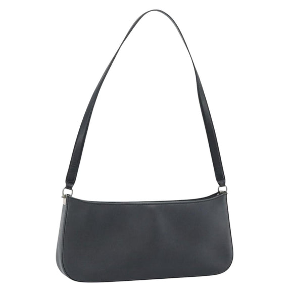 Salvatore Ferragamo Gancini Shoulder Bag Leather Black Silver Auth ka4963