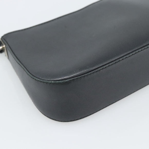 Salvatore Ferragamo Gancini Shoulder Bag Leather Black Silver Auth ka4963