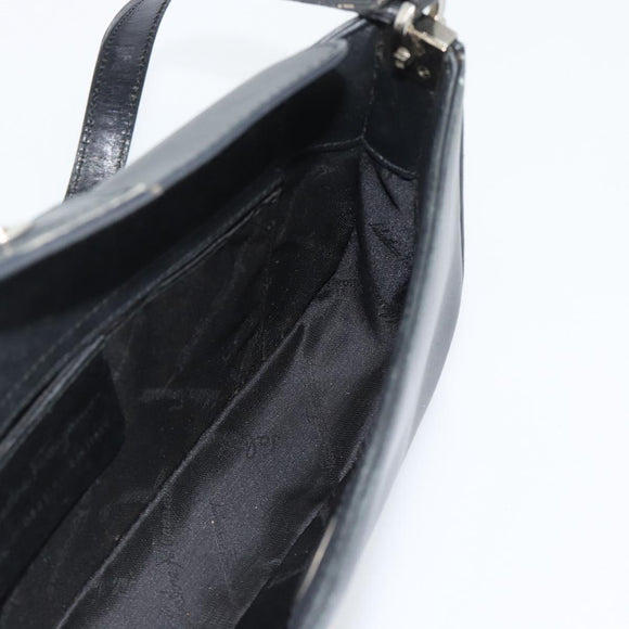 Salvatore Ferragamo Gancini Shoulder Bag Leather Black Silver Auth ka4963