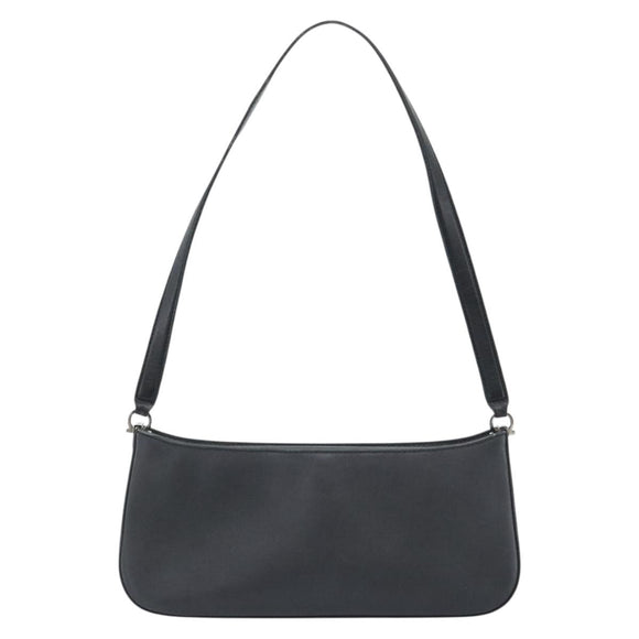 Salvatore Ferragamo Gancini Shoulder Bag Leather Black Silver Auth ka4963