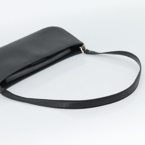 Salvatore Ferragamo Gancini Shoulder Bag Leather Black Silver Auth ka4963
