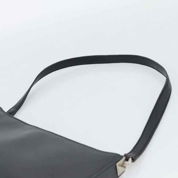 Salvatore Ferragamo Gancini Shoulder Bag Leather Black Silver Auth ka4963