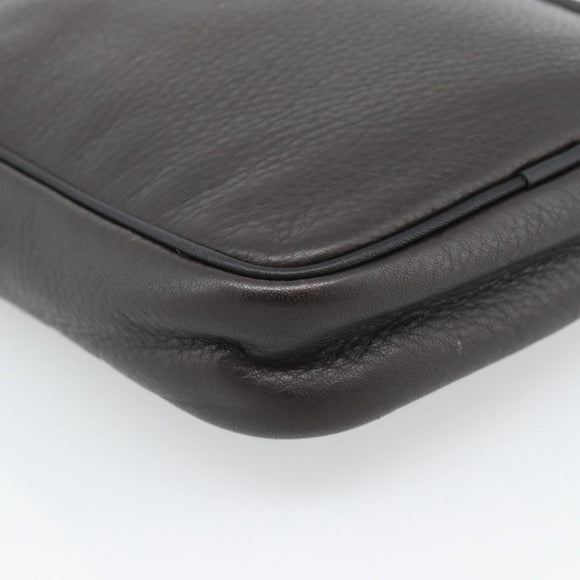 LOEWE Anagram Shoulder Bag Leather Brown Silver Auth ka4964A