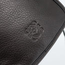 LOEWE Anagram Shoulder Bag Leather Brown Silver Auth ka4964A-17