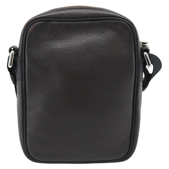 LOEWE Anagram Shoulder Bag Leather Brown Silver Auth ka4964A