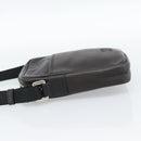 LOEWE Anagram Shoulder Bag Leather Brown Silver Auth ka4964A-3