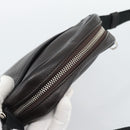 LOEWE Anagram Shoulder Bag Leather Brown Silver Auth ka4964A-6