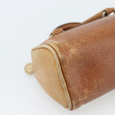 FENDI Hand Bag Leather Brown Gold Auth ka4965-11