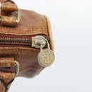 FENDI Hand Bag Leather Brown Gold Auth ka4965-14