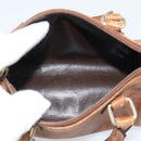FENDI Hand Bag Leather Brown Gold Auth ka4965-15