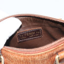 FENDI Hand Bag Leather Brown Gold Auth ka4965-18