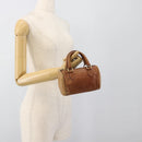 FENDI Hand Bag Leather Brown Gold Auth ka4965-19