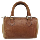 FENDI Hand Bag Leather Brown Gold Auth ka4965-2
