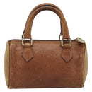 FENDI Hand Bag Leather Brown Gold Auth ka4965-3