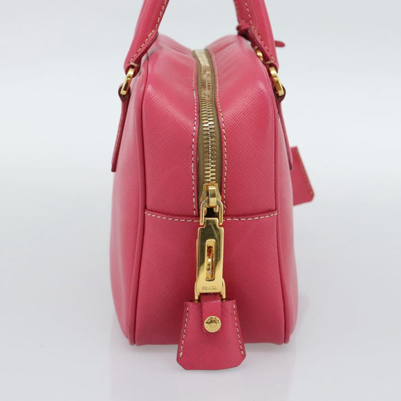 PRADA Hand Bag Saffiano Pink Gold Auth ka4966V
