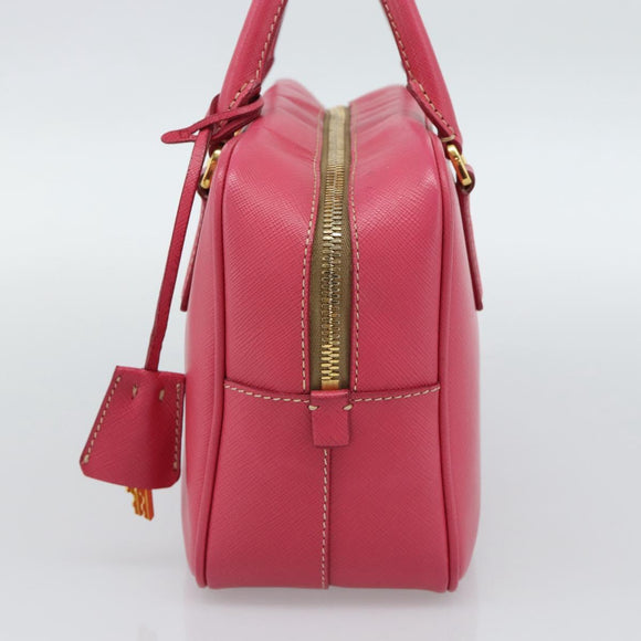PRADA Hand Bag Saffiano Pink Gold Auth ka4966V