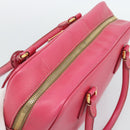 PRADA Hand Bag Saffiano Pink Gold Auth ka4966V-6