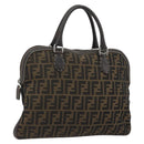 FENDI Zucca Canvas Hand Bag Black Brown Auth ka4970-1